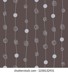 Abstraktes geometrisches, nahtloses Muster, monochromatisch-braune Farbe. Neutraler Hintergrund. handgezeichnet, Vektorgrafik
