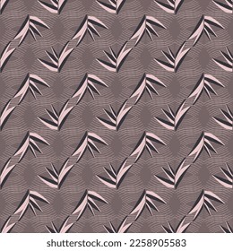 Abstract geometrical seamless pattern,  monochromatic brown color. Neutral tones background. Hand drawn, vector