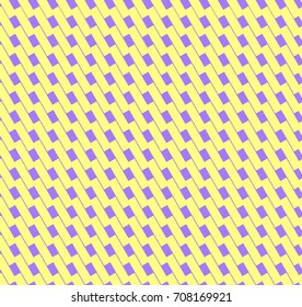Abstract geometrical seamless pattern with rectagles. Yellow and purple checked vector background endless pattern.