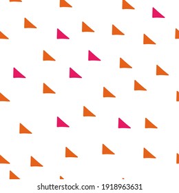 Abstract geometrical seamless pattern scandinavian. Vector triangle ornament with orange and red colors. Simple texture for nordic wallpaper, fills, web page background.