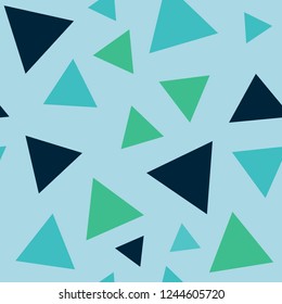 abstract geometrical seamless pattern with triangles, blue and green colors