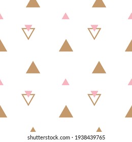 Resumen del patrón escandinavo geométrico sin costuras. Triángulo vectorial adornado con colores naranja y negro. Sencilla textura para el papel de pared nórdico, rellenos, fondo de página web.