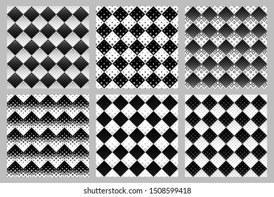 Abstract geometrical seamless square pattern background design set - vector illustrations