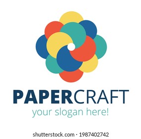 Abstract geometrical shape logo. Flower icon, multi-colored isolated on white background. Hand crafted flat design element. Vector print illustration