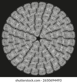 Abstract geometrical shape. Radial ornamental pattern. Vector decorative illustration. Symmetrical circular composition.