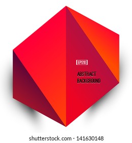 Abstract geometrical shape. Red block with space for text. Modern design. Vector background