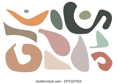 Abstract geometrical shape set. Hand drawn various shapes. Modern illustration in vector. For wall art decoration, magazine, flyer, billboard, print. Collection trendy halftone vector geometric shapes
