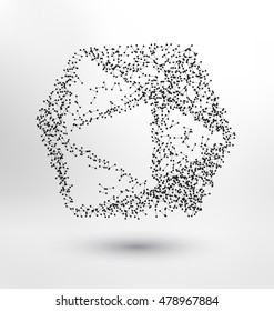 Abstract Geometrical Shape Wireframe Design - Small connected dots and lines form an abstract shape - Futuristic Technological Background Concept