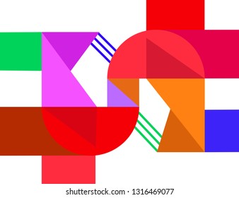 Abstract geometrical shapes with colorful art illustration.