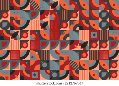 Abstract geometrical shapes seamless pattern It consists of a polyhedron such as a circle square triangle Used in the textile industry, fabric pattern, paper, wallpaper, book cover