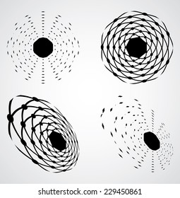 Abstract Geometrical Shapes and Swirls isolated on White Background. 