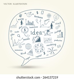 Abstract geometrical speech bubble with drawing business strategy plan concept idea, work flow layout, diagram, step up options, web banner template, Vector illustration modern template design