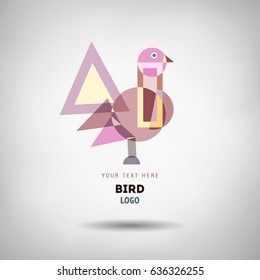 Abstract geometrical style bird logo. Vector isolated emblem