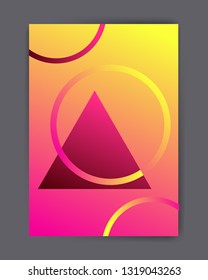 Abstract geometrical style cover background with geometrical elements and smooth gradient. Full editable vector design in memphis style.