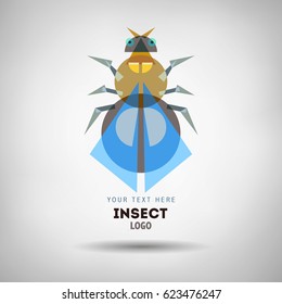 Abstract geometrical style insect logo. Vector isolated emblem