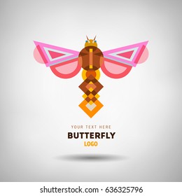 Abstract geometrical style insect logo. Vector isolated emblem