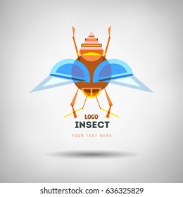 Abstract geometrical style insect logo. Vector isolated emblem