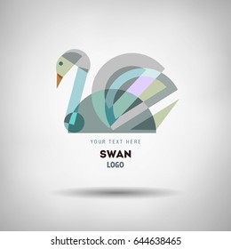 Abstract geometrical style swan logo. Vector isolated emblem
