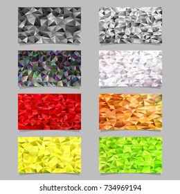 Abstract geometrical tiled triangle pattern mosaic card background set - gradient mosaic vector graphic elements from color triangles