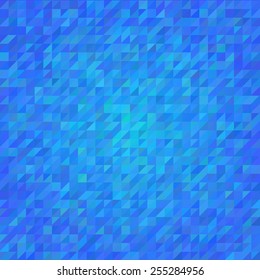 Abstract Geometrical Triangle background in blue tints. Colorful mosaic pattern. Retro triangle background. Use for textiles, interior, wrapping paper, package decoration. 