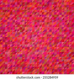 Abstract Geometrical Triangle geometric background in red tints. Colorful mosaic pattern. Retro triangle background. Use for textiles, interior, wrapping paper, package decoration. 