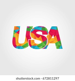 abstract geometrical USA word lettering design