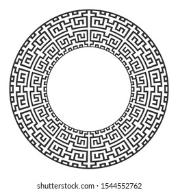Abstract geometrical vector decoration. Round frame.