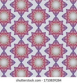 Abstract geometrical vector pattern with floral mandala elements perfect for textile, wrapping, background designs