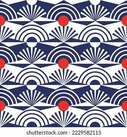 Abstract geometrical vector seamless pattern with Japanese ornament