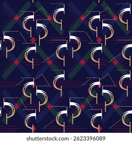 abstract geometrical vector strips pattern on navy background