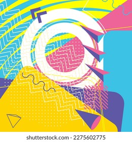 Abstract Geometrical Vintage banner, cover design. Minimal retro elements theme Background. Chaos geometric shapes template. Graphic poster.