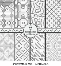 Abstract geometricals set seamless pattern. Modern texture. Vector ornament with repeating geometric shapes. Vector graphic.