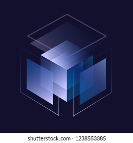 Abstract geometricheskaya form on a dark background in the futuristic