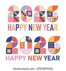 Geometria abstrata 2026 ano novo feliz composição de número decorativo ilustração arquivo vetor fundo