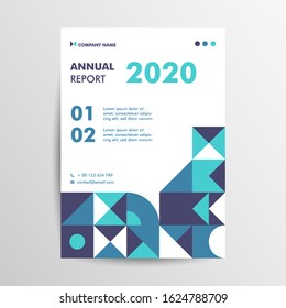 Abstract Geometry Annual Report Cover Template With Green Color