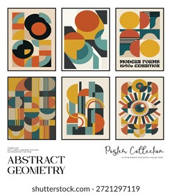 Colección Abstractas del cartel del arte de la geometría con las Formas retro y los Colores terrestres