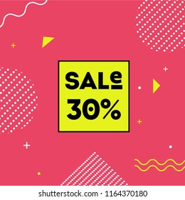 abstract geometry background with 30 percent clearance sale message. Vector pattern in modern style