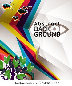 Abstract geometry background with grunge and retro elements. EPS10 vector, transparencies used