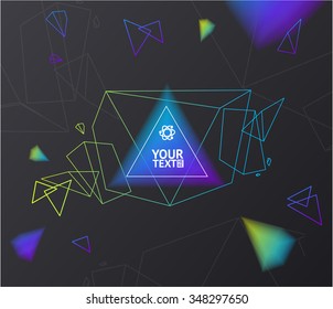 Abstract Geometry Background Illuminate on Dark. Origami Bubble. Vector illustration