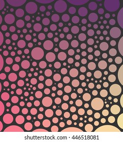 Abstrakter Geometriehintergrund aus Kreisen (mit demselben Abstand) auf dunklem Hintergrund