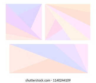 Abstract geometry backgrounds set. Gentle pastel palette.