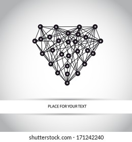 abstract geometry black heart. Blank of card for your design