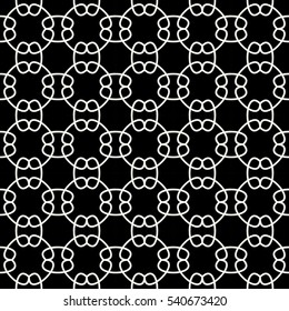 Abstract geometry black and white chain ornament deco art pattern
