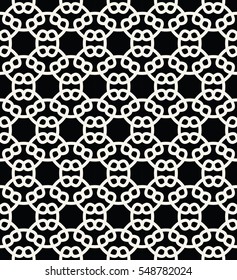 Abstract geometry black and white chain ornament deco art pattern