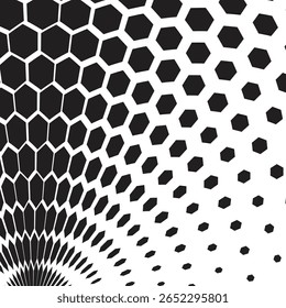 geometria abstrata preto e branco cor sem costura gráfico meio-tom hexágono padrão de onda de arco usado para fundo.