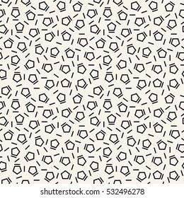 Abstract geometry black and white deco art memphis fashion pentagon pattern
