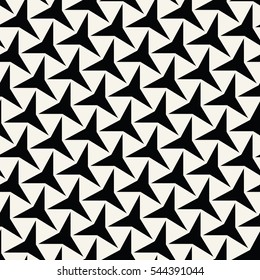 Abstract geometry black and white deco art  three point star pattern