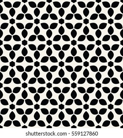 Abstract geometry black and white floral ornament deco art pattern