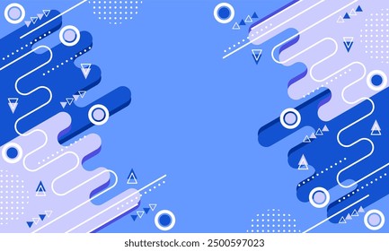 abstrakte Geometrie, blauer Hintergrund. flacher Designstil