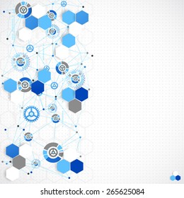 Abstract geometry blue color technology background. Vector